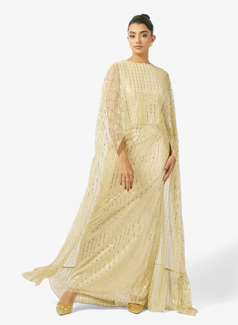 Golden Apple Round Neck With Golden Sequin Dress
